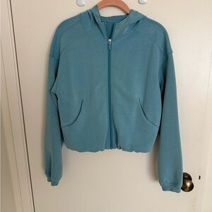 Teal Lulu Lemon Zip-Up Hooded Jacket